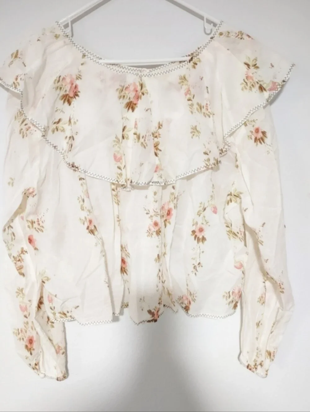 FREE PEOPLE Camilla Printed Vintage Floral French Country Blouse Ivory S NWOT